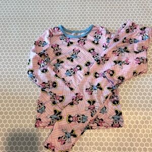 Cuddl Duds Pink Minnie Mouse Pajama Set with Blue Trim Size 4T